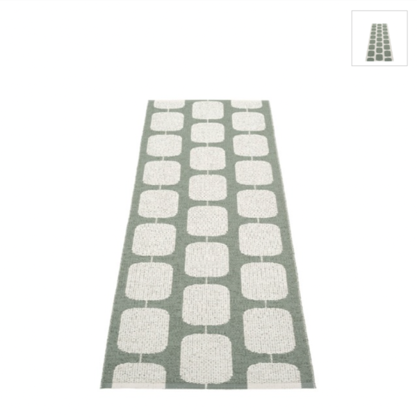 STEN area rug by Pappelina in Army and Fossil Grey