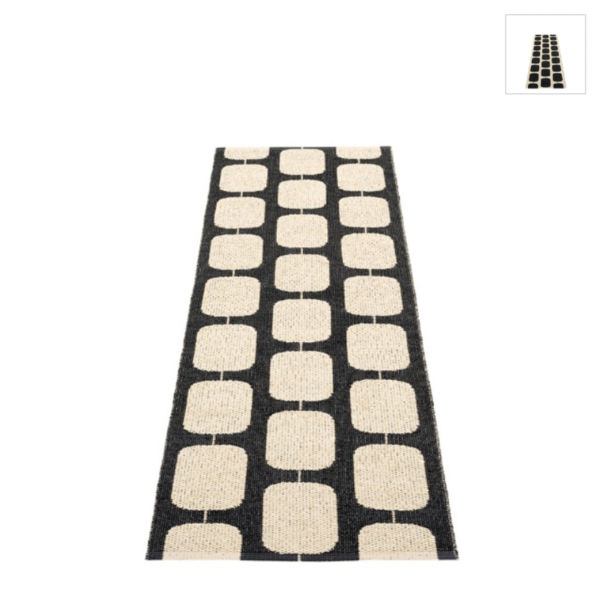 STEN area rug by Pappelina in Black and Cream