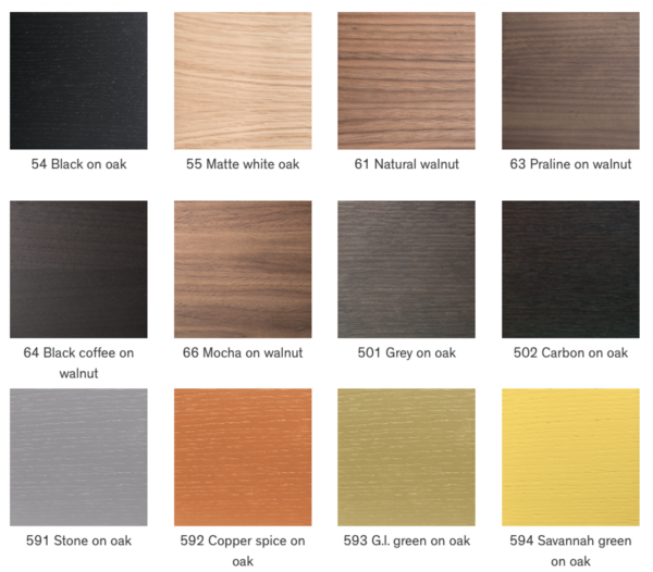 Credencia Wood Finish Options Chart #1