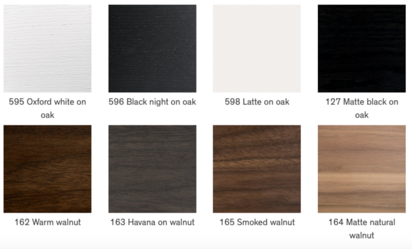 Credencia Wood Finish Options Chart #2