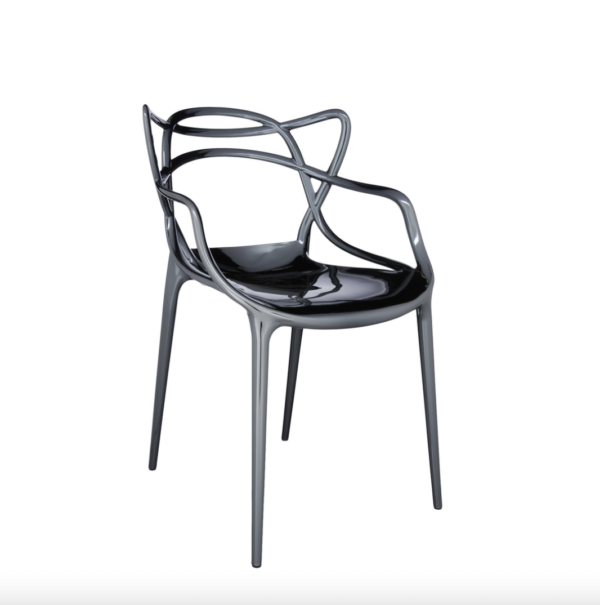 Masters Metal Chair Angle View in Titanium by Kartell