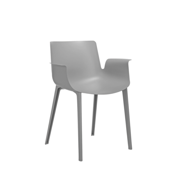 Piuma Chair By Kartell in Grey. Side View Photo.