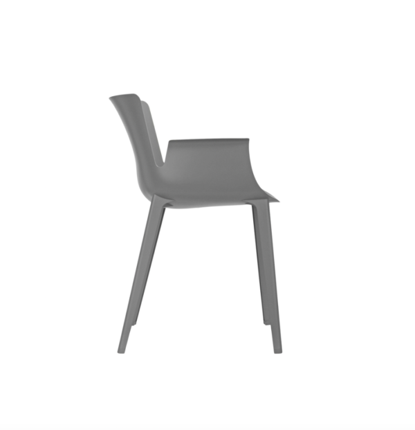 Piuma Chair By Kartell in Grey. Side View Photo.