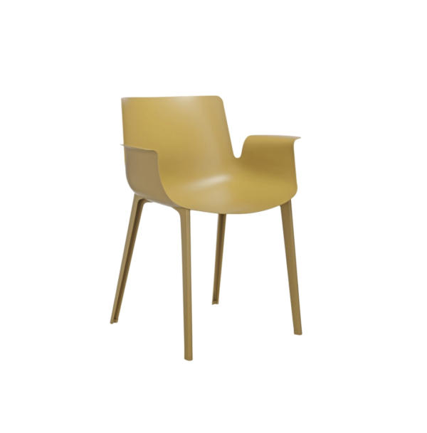 Piuma Chair By Kartell in Mustard. Side View