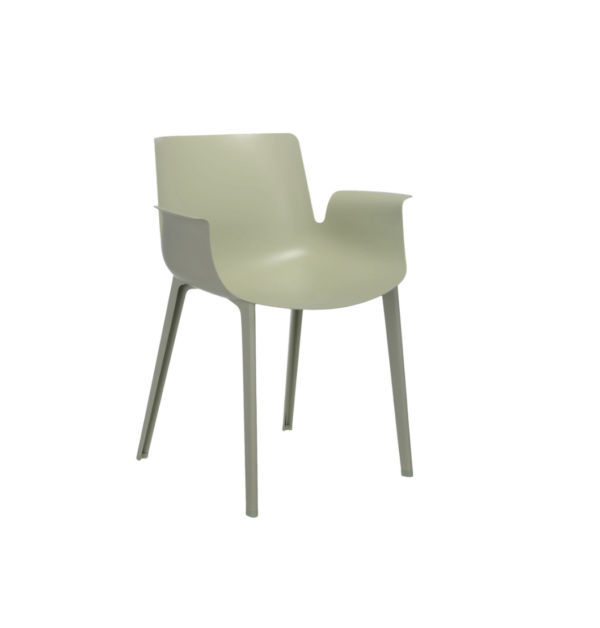 Piuma Chair By Kartell in Sage Green. Side View